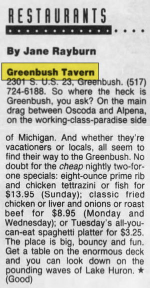 Greenbush Tavern - Aug 1991 Article